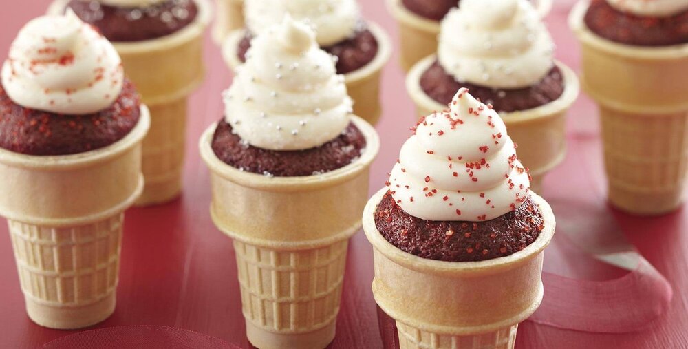 Red Velvet Cupcake Cones